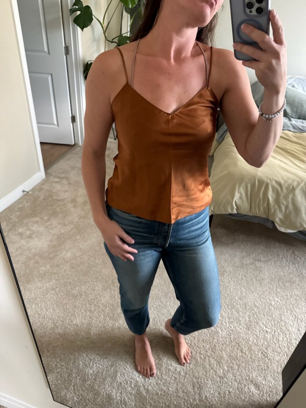 Vintage Saks Fifth Avenue Silk Copper Camisole Small